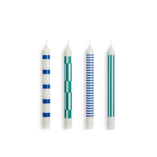 Pattern Candle Set of 4 패턴 캔들 4개 한세트 라이트그레이/블루/그린